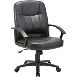 Lorell Mid Back Chair, Leather, 26"x28"x42 1/2", Black orginal image