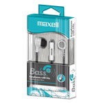Maxell B-13 Bass Earbuds with Microphone, White, 52