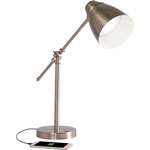 OttLite Desk Lamp - LED Bulb - Adjustable Brightness, Touch Sensitive Control Panel, USB Charging - Brushed Nickel - Desk Mountable - Silver orginal image