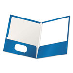 Oxford High Gloss Laminated Paperboard Folder, 100-Sheet Capacity, Blue, 25/Box orginal image