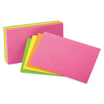 Oxford Ruled Index Cards, 3 x 5, Glow Green/Yellow, Orange/Pink, 100/Pack orginal image