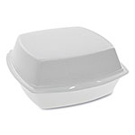 Pactiv Foam Hinged Lid Containers, Single Tab Lock, 6.38 x 6.38 x 3, 1-Compartment, White, 500/Carton orginal image