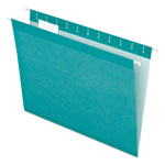 Pendaflex Colored Reinforced Hanging Folders, Letter Size, 1/5-Cut Tab, Aqua, 25/Box orginal image