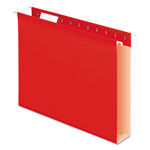 Pendaflex Extra Capacity Reinforced Hanging File Folders with Box Bottom, Letter Size, 1/5-Cut Tab, Red, 25/Box orginal image