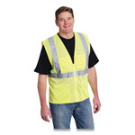 PIP ANSI Class 2 Four Pocket Zipper Safety Vest, Polyester Mesh, Hi-Viz Lime Yellow, Large orginal image