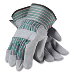 PIP Bronze Series Leather/Fabric Work Gloves, Large (Size 9), Gray/Green, 12 Pairs orginal image