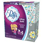 Puffs Ultra Soft Facial Tissue, White, 4 Cube Pack, 56 Sheets Per Cube, 224 Sheets Total orginal image