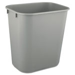 Rubbermaid Deskside Plastic Wastebasket, Rectangular, 3.5 gal, Gray orginal image