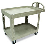 Rubbermaid BRUTE Heavy-Duty Utility Cart with Lipped Shelves, Plastic, 2 Shelves, 500 lb Capacity, 25.9