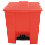 Rubbermaid Indoor Utility Step-On Waste Container, Square, Plastic, 8 gal, Red orginal image