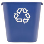 Rubbermaid Medium Deskside Recycling Container, Rectangular, Plastic, 28.13 qt, Blue orginal image