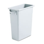Rubbermaid Slim Jim Waste Container with Handles, Rectangular, Plastic, 15.9 gal, Light Gray orginal image