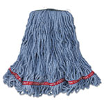 Rubbermaid Web Foot Looped-End Wet Mop Head, Cotton/Synthetic, Medium Size, Blue, 6/Carton orginal image