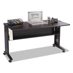Safco Mobile Computer Desk with Reversible Top, 53.5w x 28d x 30h, Mahogany/Medium Oak/Black orginal image