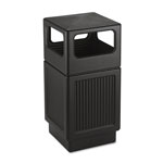 Safco Square Plastic Outdoor Trash Can, 38 Gallon, Black orginal image