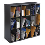 Safco Wood Mail Sorter with Adjustable Dividers, Stackable, 18 Compartments, Black orginal image