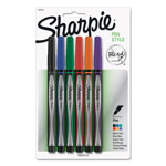 Sharpie® Water-Resistant Ink Stick Plastic Point Pen, 0.5 mm, Assorted Ink/Barrel, 6/Pack orginal image