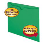 Smead Colored File Jackets with Reinforced Double-Ply Tab, Straight Tab, Letter Size, Green, 100/Box orginal image