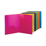 Smead Poly Two-Pocket Folders, 100-Sheet Capacity, 11 x 8.5, Assorted, 6/Pack orginal image