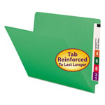 Smead Reinforced End Tab Colored Folders, Straight Tab, Letter Size, Green, 100/Box orginal image