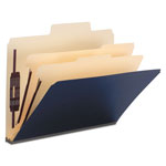 Smead SuperTab Colored Classification Folders, SafeSHIELD Coated Fastener Technology, 2 Dividers, Letter Size, Dark Blue, 10/Box orginal image