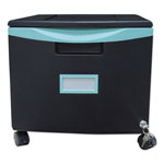 Storex Single-Drawer Mobile Filing Cabinet, 14.75w x 18.25d x 12.75h, Black/Teal orginal image