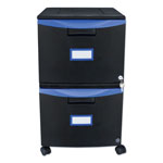 Storex Two-Drawer Mobile Filing Cabinet, 14.75w x 18.25d x 26h, Black/Blue orginal image