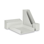 U Brands Four-Piece Desk Organization Kit, Magazine Holder/Paper Tray/Pencil Cup/Storage Bin, Gray orginal image