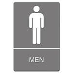 U.S. Stamp & Sign ADA Sign, Men Restroom Symbol w/Tactile Graphic, Molded Plastic, 6 x 9, Gray orginal image