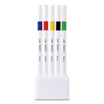 Uni-Ball EMOTT Porous Point Pens, Fine 0.4 mm, Assorted Ink, White Barrel, 5/Pack orginal image
