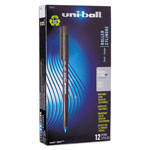 Uni-Ball ONYX Stick Roller Ball Pen, Micro 0.5mm, Blue Ink, Black Matte Barrel, Dozen orginal image