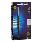 Uni-Ball Stick Roller Ball Pen, Micro 0.5mm, Blue Ink, Black Matte Barrel, Dozen orginal image