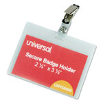 Universal Deluxe Clear Badge Holder w/Garment-Safe Clips, 2.25 x 3.5, White Insert, 50/Box orginal image