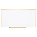 Universal Deluxe Melamine Dry Erase Board, 96 x 48, Melamine White Surface, Oak Fiberboard Frame orginal image