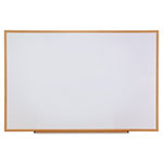 Universal Deluxe Melamine Dry Erase Board, 72 x 48, Melamine White Surface, Oak Fiberboard Frame orginal image