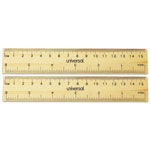 Universal Flat Wood Ruler, Standard/Metric, 6
