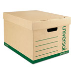 Universal Recycled Heavy-Duty Record Storage Box, Letter/Legal Files, Kraft/Green, 12/Carton orginal image
