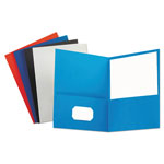 Universal Two-Pocket Portfolio, Embossed Leather Grain Paper, 11 x 8.5, Assorted Colors, 25/Box orginal image