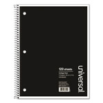 Universal Wirebound Notebook, 3-Subject, Medium/College Rule, Black Cover, (120) 11 x 8.5 Sheets orginal image