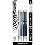 Zebra Pen 301A Stainless Steel Retractable Ballpoint Pens - Fine Pen Point - 0.7 mm Pen Point Size - Retractable - Black - Silver Aluminum, Gray, Navy, Black Barrel - 4 / Pack orginal image