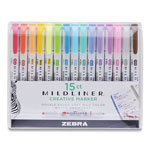 Zebra Pen Mildliner Double Ended Highlighter, Chisel/Bullet Tip, Assorted Colors, 15/Pack orginal image