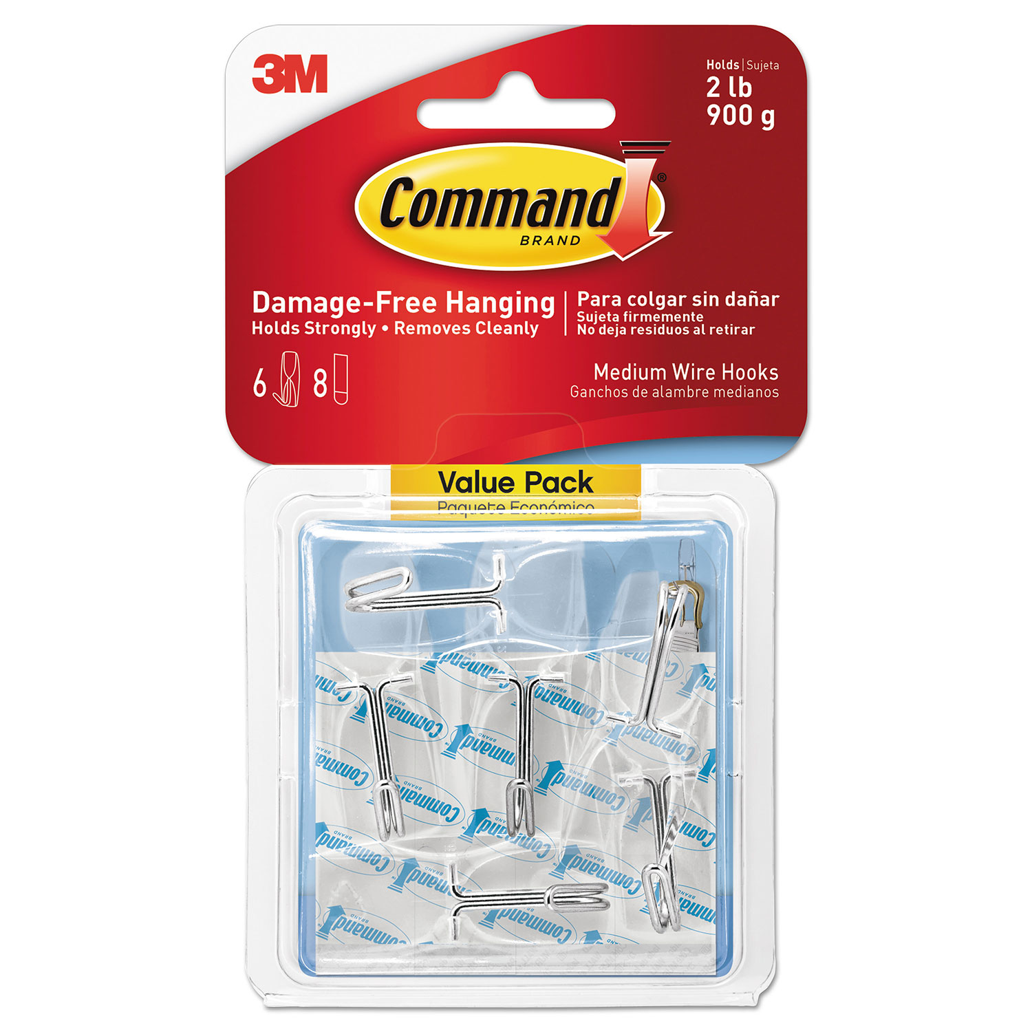 3M Command® Clear Hooks and Strips | Plastic, Medium, 6 Hooks and 8 ...