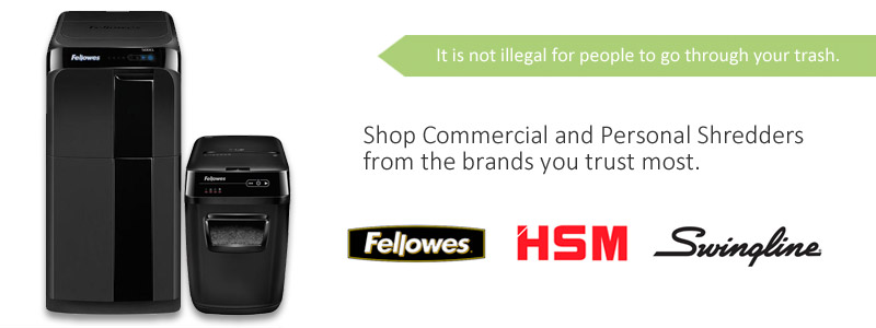 Shop Commercial and Personal Shredders from the brands like Fellowes, HSM and Swingline.